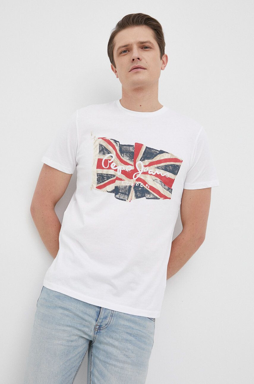 Pepe Jeans Βαμβακερό μπλουζάκι Flag Logo - Pepit.gr