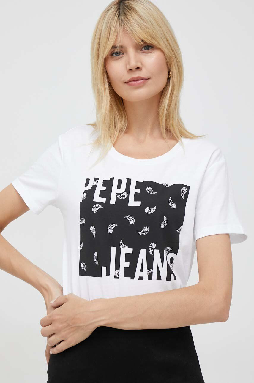 Pepe Jeans Βαμβακερό μπλουζάκι Lucie χρώμα: άσπρο - Pepit.gr