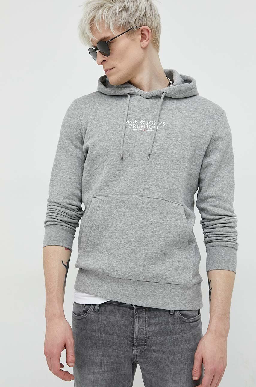 Premium by Jack&Jones Μπλούζα Archie χρώμα: γκρι με κουκούλα - Pepit.gr