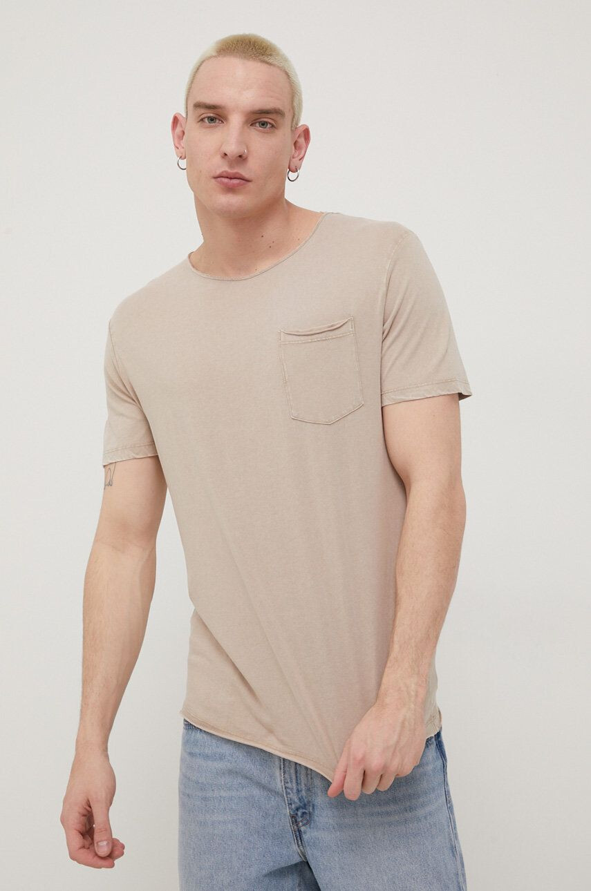 Produkt by Jack & Jones Βαμβακερό μπλουζάκι χρώμα: μπεζ - Pepit.gr