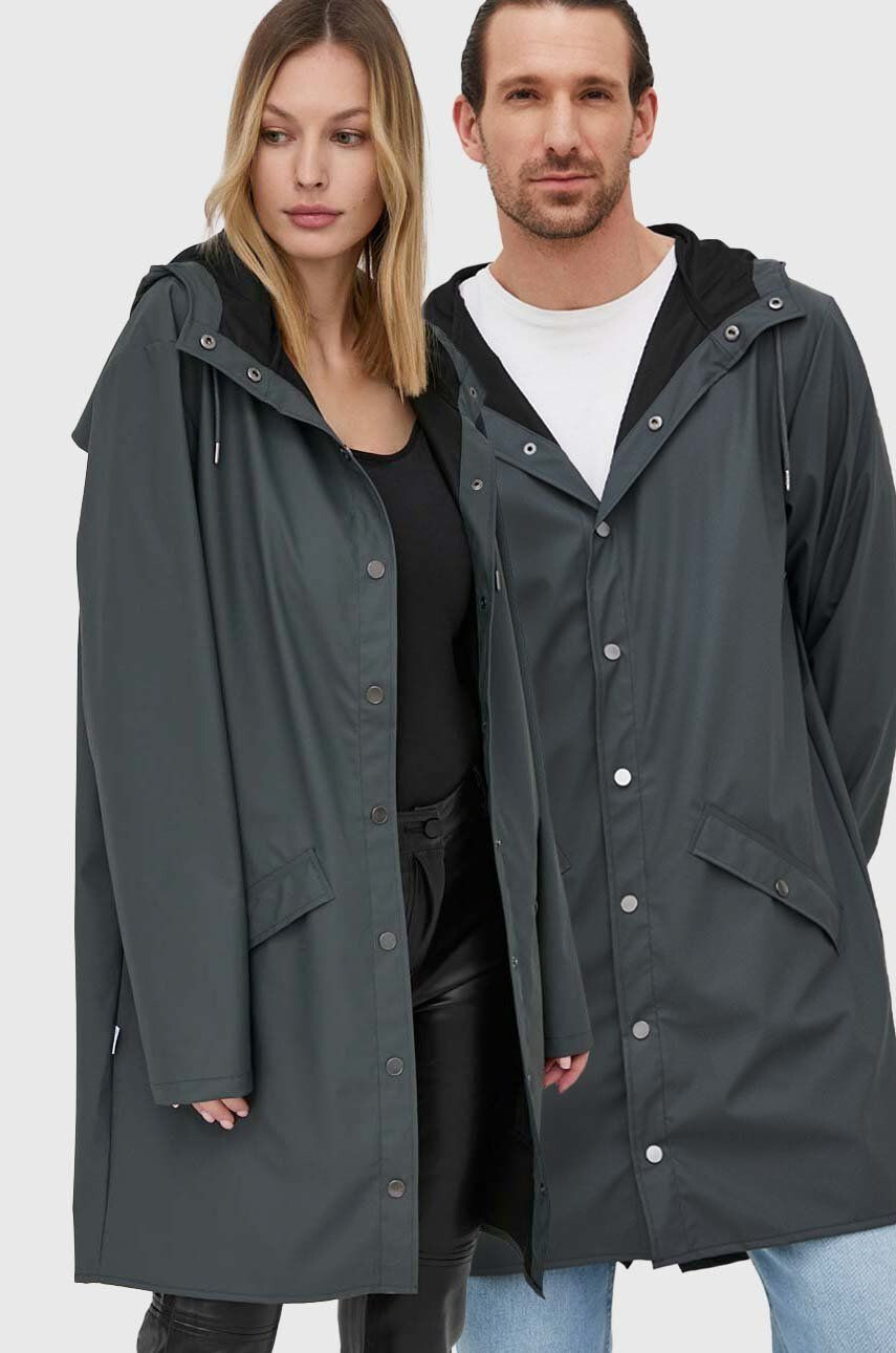 Rains Μπουφάν 12020 Long Jacket χρώμα: γκρι - Pepit.gr