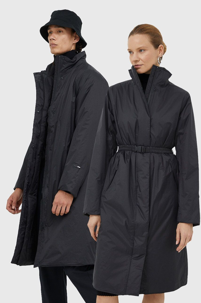 Rains Μπουφάν 15500 Long Padded Nylon W Coat χρώμα: μαύρο - Pepit.gr