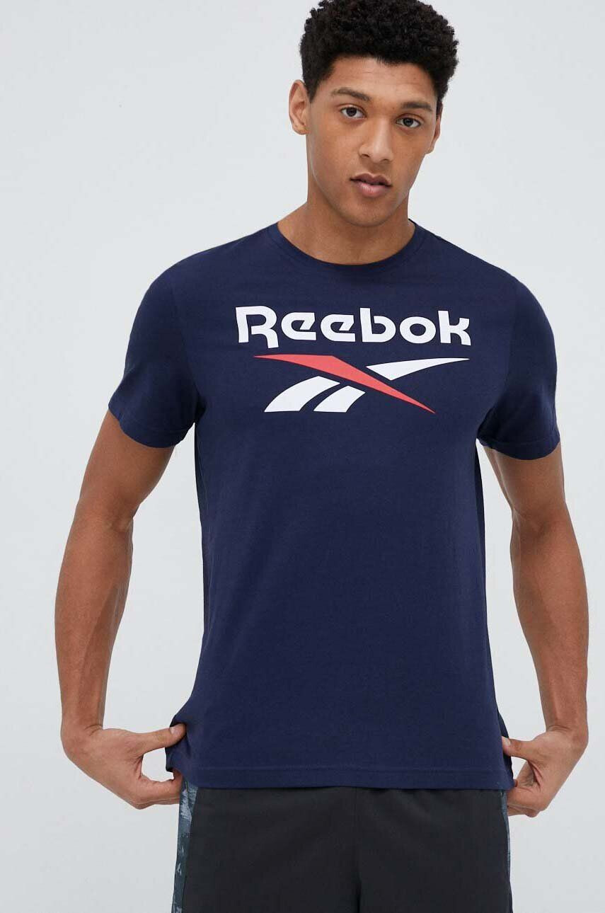 Reebok Βαμβακερό μπλουζάκι χρώμα: ναυτικό μπλε - Pepit.gr