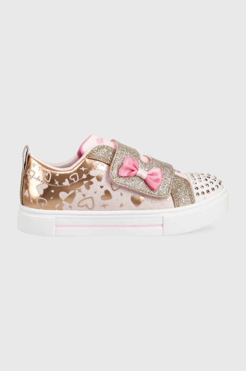 Skechers Παιδικά πάνινα παπούτσια Twinkle Sparks Heather Charmer χρώμα: χρυσαφί - Pepit.gr