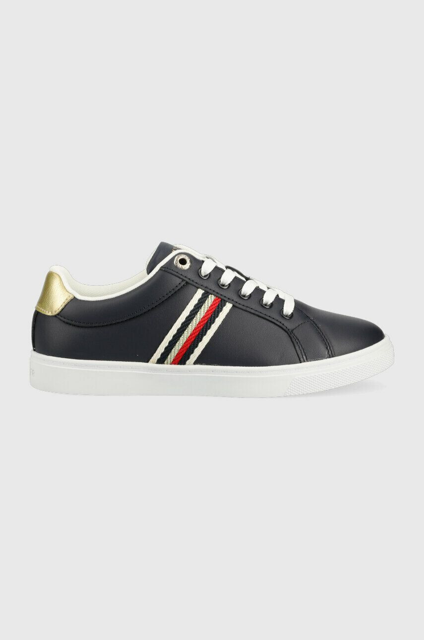 Tommy Hilfiger Δερμάτινα αθλητικά παπούτσια CORPORATE WEBBING SNEAKER χρώμα: ναυτικό μπλε FW0FW07117 - Pepit.gr