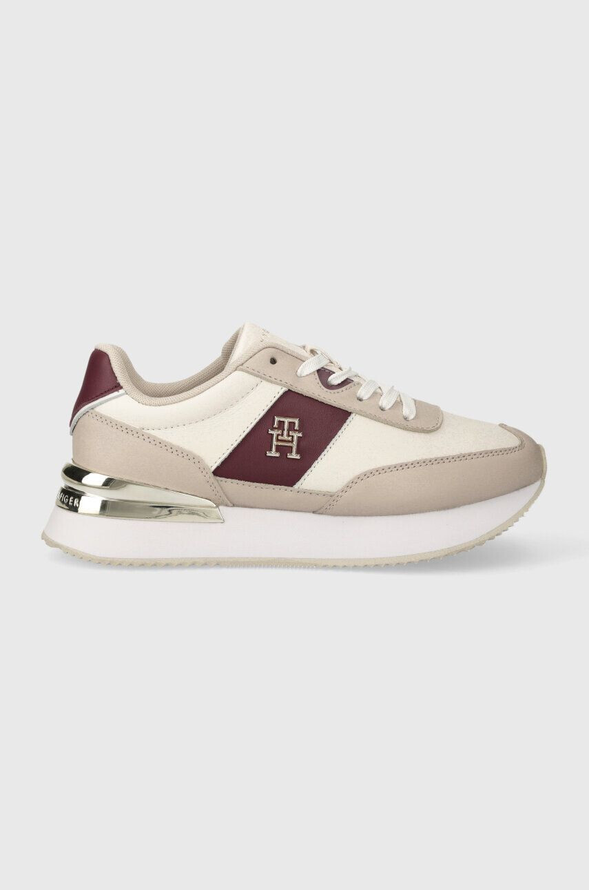 Tommy Hilfiger Δερμάτινα αθλητικά παπούτσια TH ELEVATED FEMININE RUNNER GLD - Pepit.gr