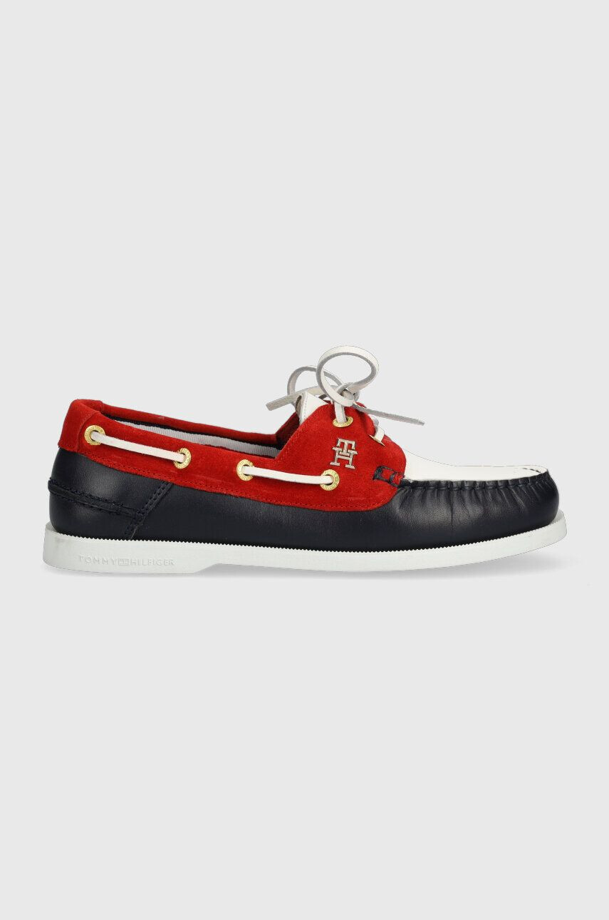 Tommy Hilfiger Δερμάτινα μοκασίνια TH BOAT SHOE RWB χρώμα: κόκκινο FW0FW07169 - Pepit.gr