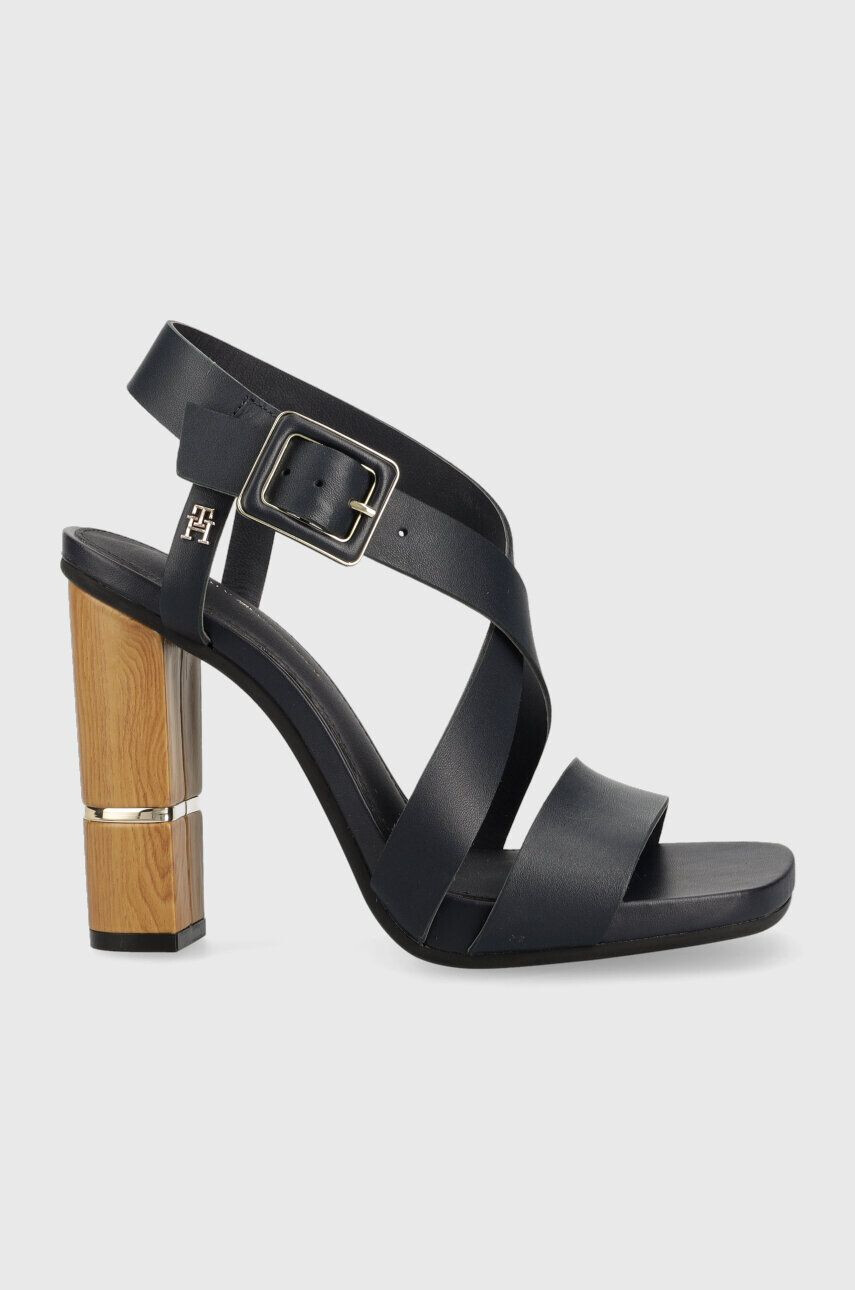 Tommy Hilfiger Δερμάτινα σανδάλια HARDWARE BLOCK HIGH HEEL - Pepit.gr