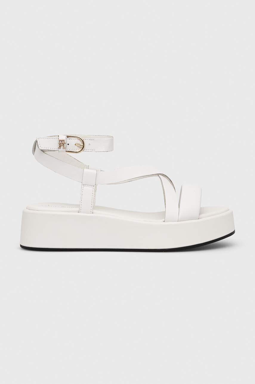 Tommy Hilfiger Δερμάτινα σανδάλια NEW FLATFORM STRAP χρώμα: άσπρο - Pepit.gr