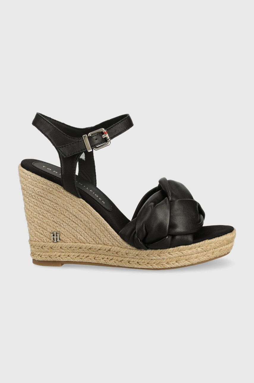 Tommy Hilfiger Δερμάτινα σανδάλια Th Waves High Wedge - Pepit.gr