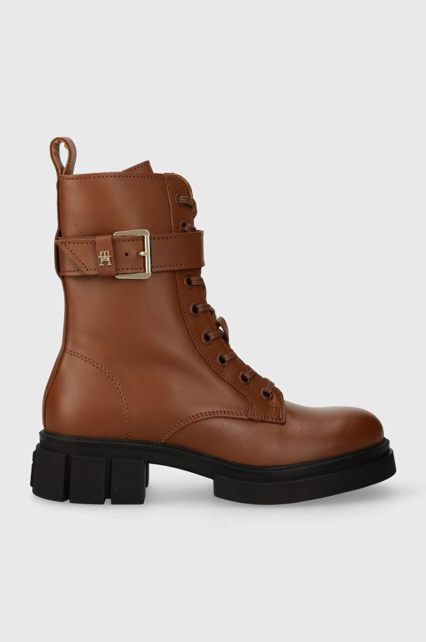 Tommy Hilfiger Δερμάτινα workers COOL FEMININE BIKERBOOT - Pepit.gr