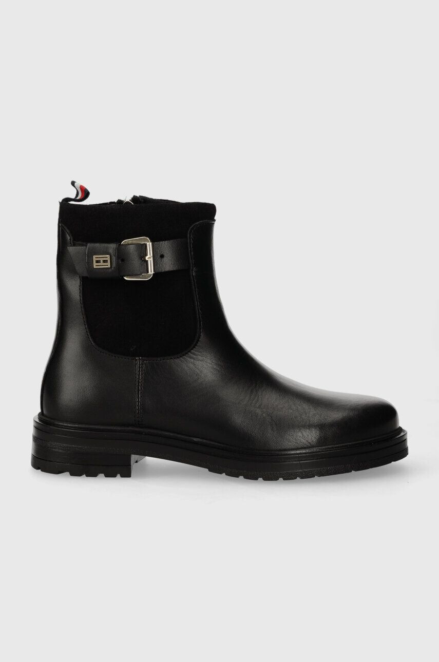 Tommy Hilfiger Δερμάτινες μπότες BELT BOOTIE MATERIAL MIX - Pepit.gr