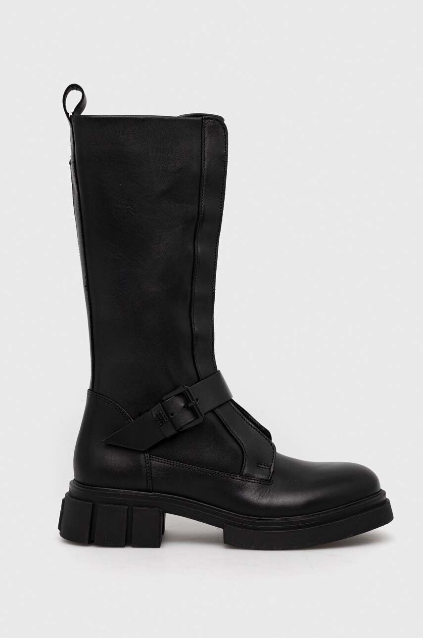 Tommy Hilfiger Δερμάτινες μπότες COOL MONOCHROMATIC BIKERBOOT - Pepit.gr