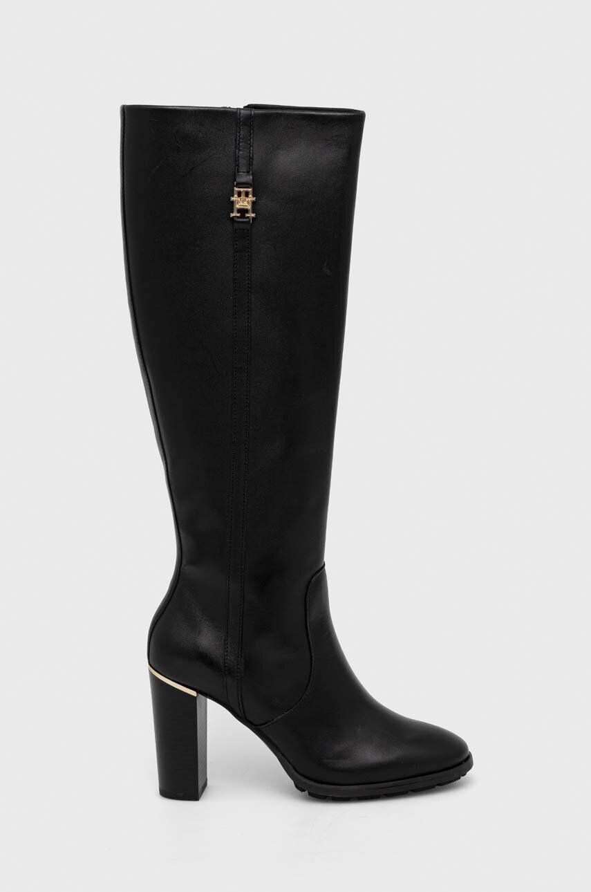 Tommy Hilfiger Δερμάτινες μπότες FEMININE TH HARDWARE LONGBOOT - Pepit.gr