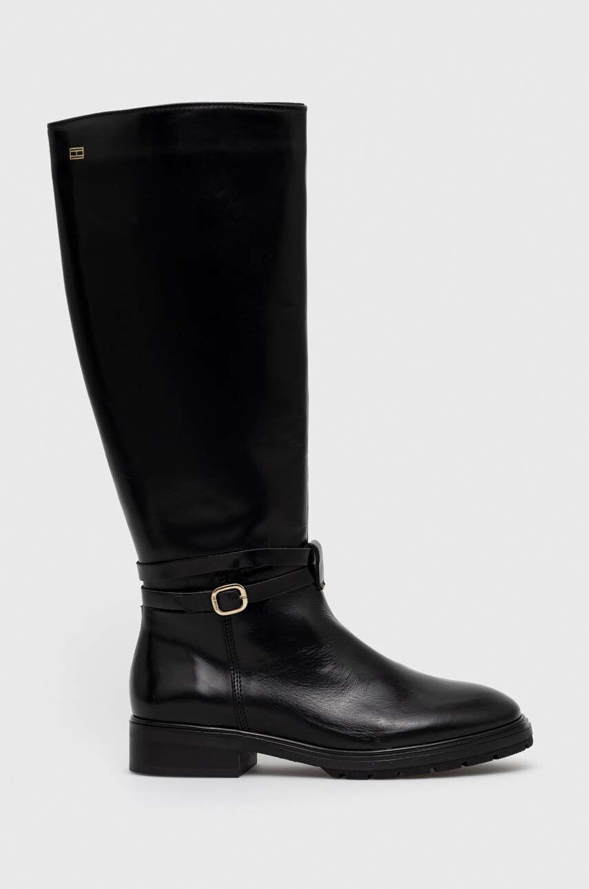 Tommy Hilfiger Δερμάτινες μπότες Leather Belt Longboot - Pepit.gr