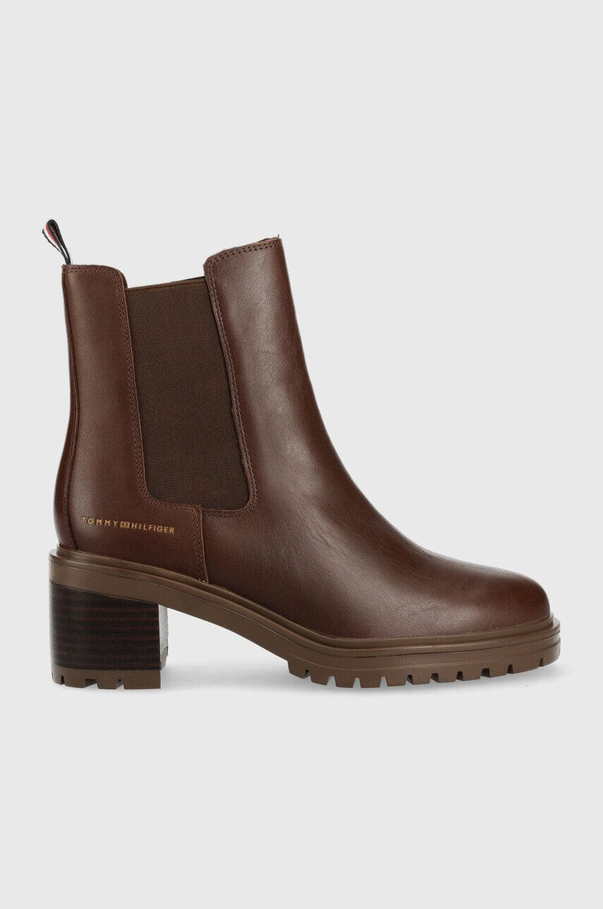 Tommy Hilfiger Δερμάτινες μπότες τσέλσι Outdoor Chelsea Mid Heel Boot - Pepit.gr