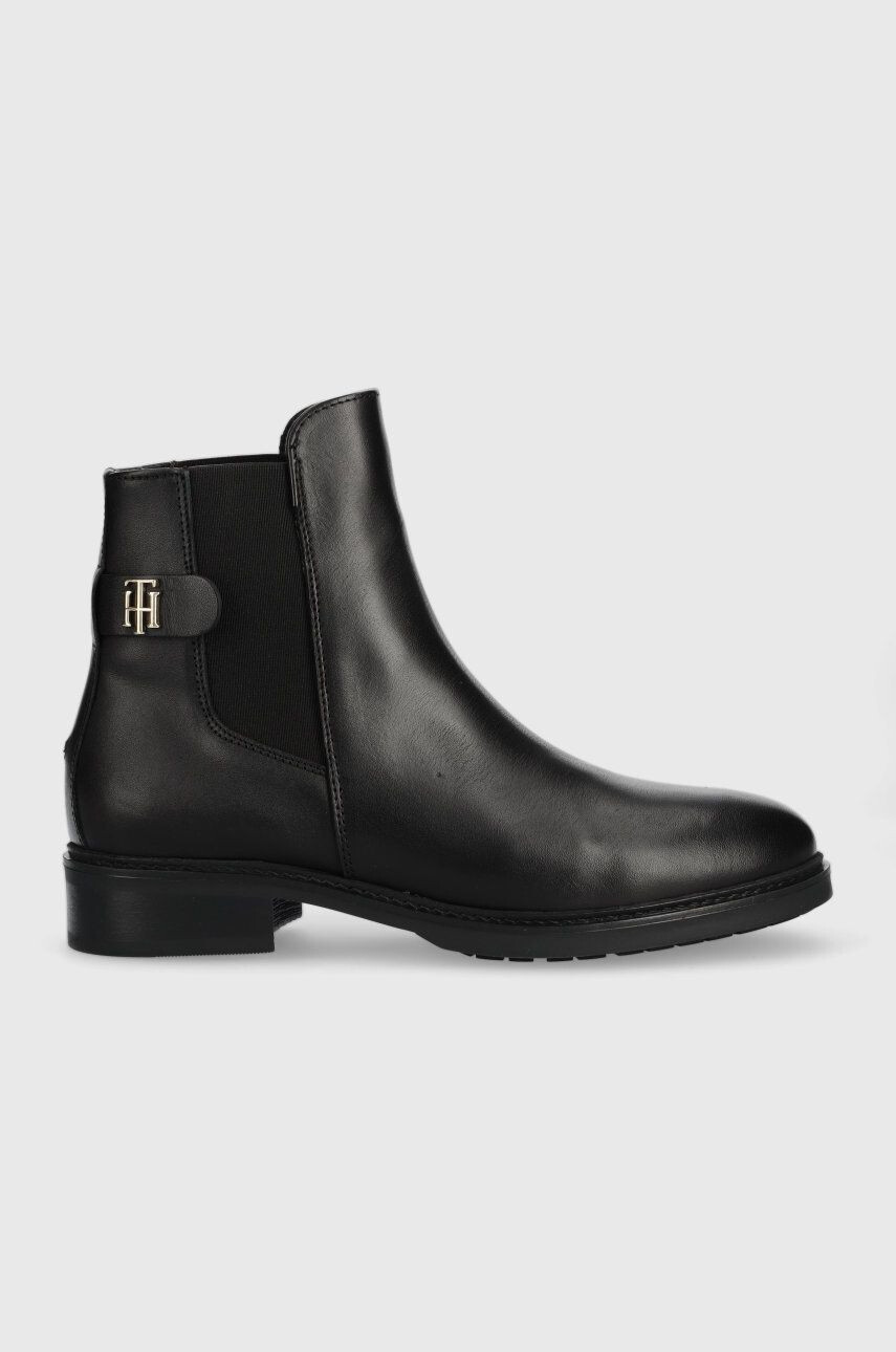 Tommy Hilfiger Δερμάτινες μπότες τσέλσι Th Leather Flat Boot - Pepit.gr