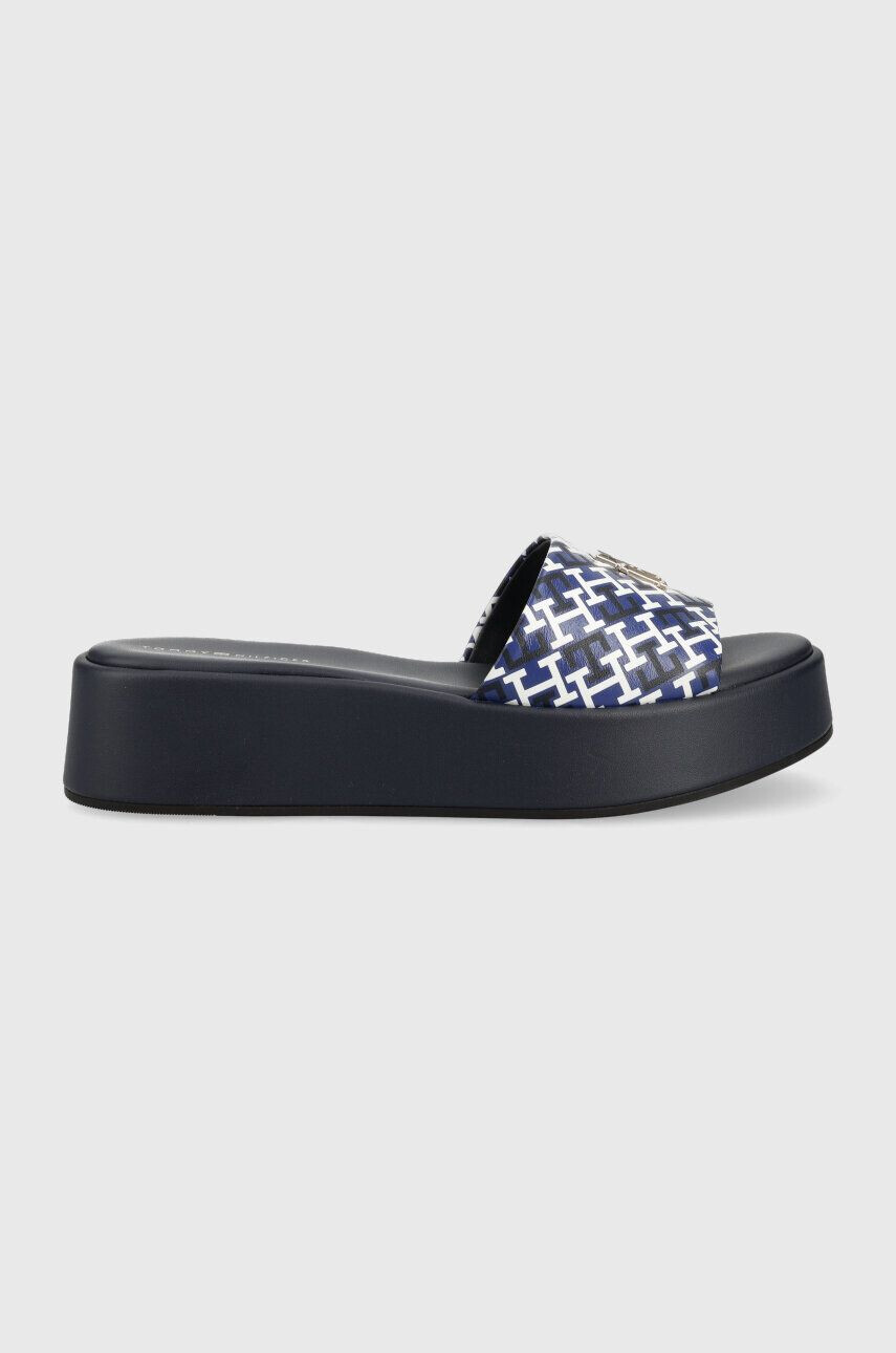 Tommy Hilfiger Δερμάτινες παντόφλες TH SLIP ON SANDAL FLATFORM MONO - Pepit.gr