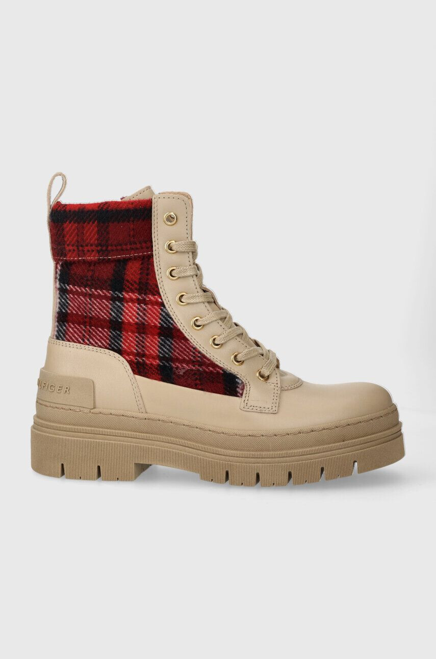 Tommy Hilfiger Μποτάκια FEMININE TARTAN LACE UP BOOTIE - Pepit.gr