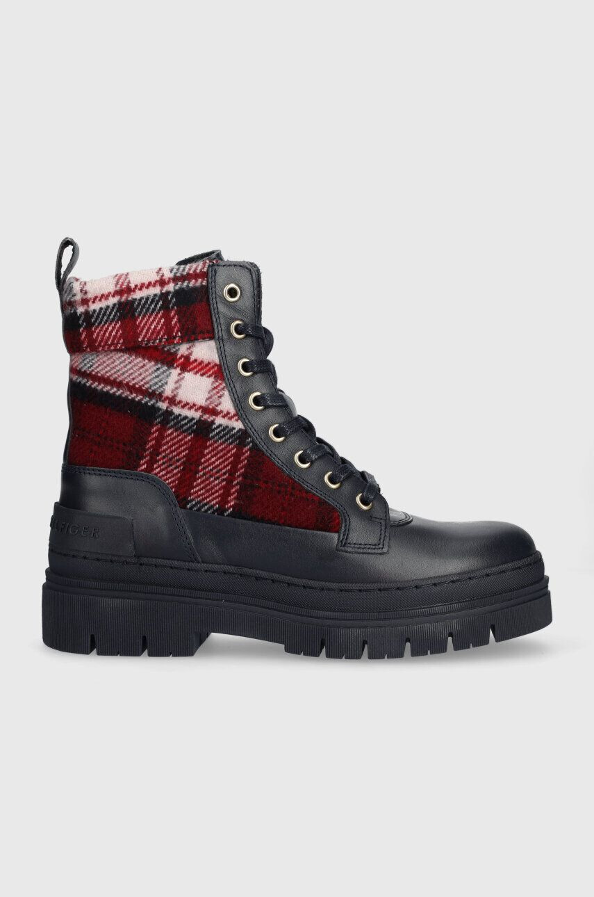 Tommy Hilfiger Μποτάκια FEMININE TARTAN LACE UP BOOTIE - Pepit.gr