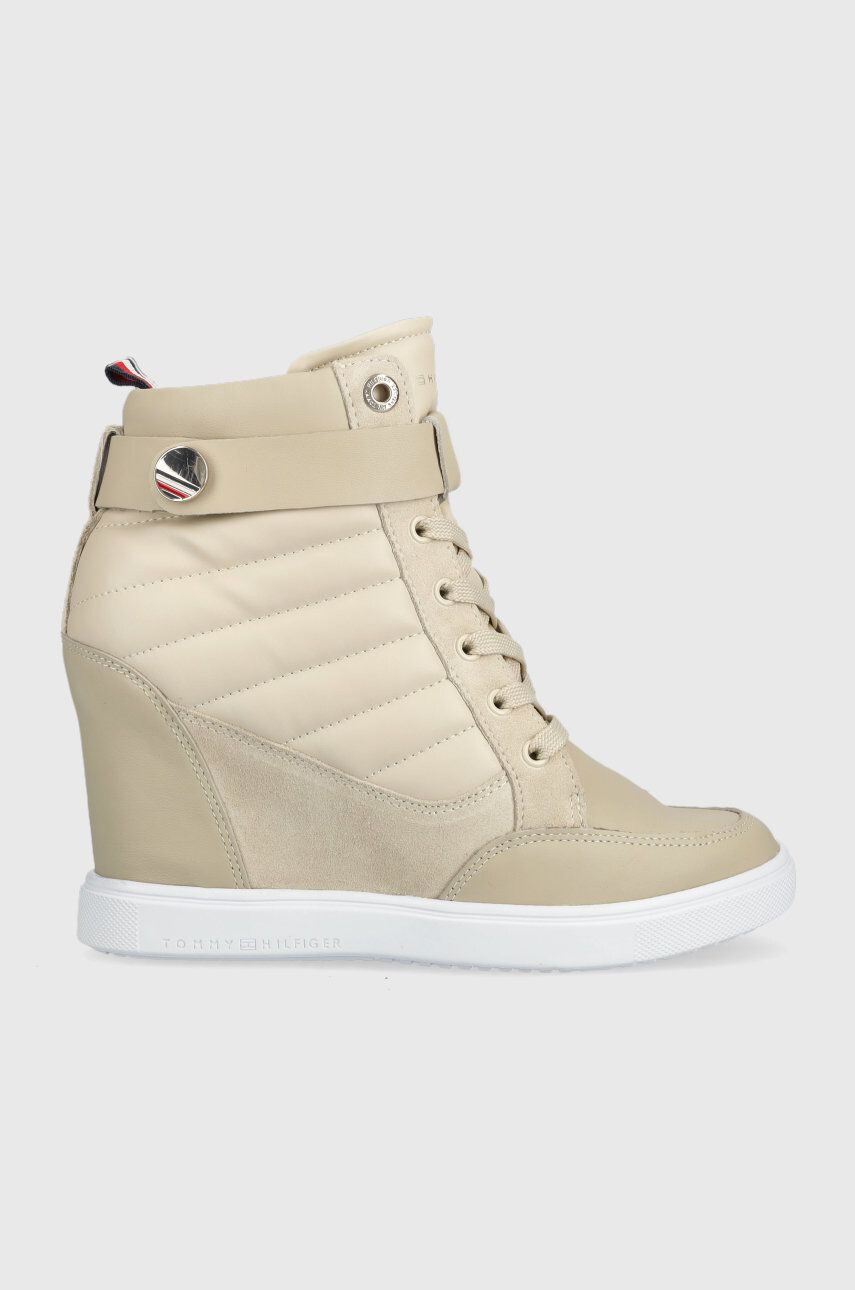 Tommy Hilfiger Μποτάκια Wedge Sneaker Boot χρώμα: μπεζ - Pepit.gr