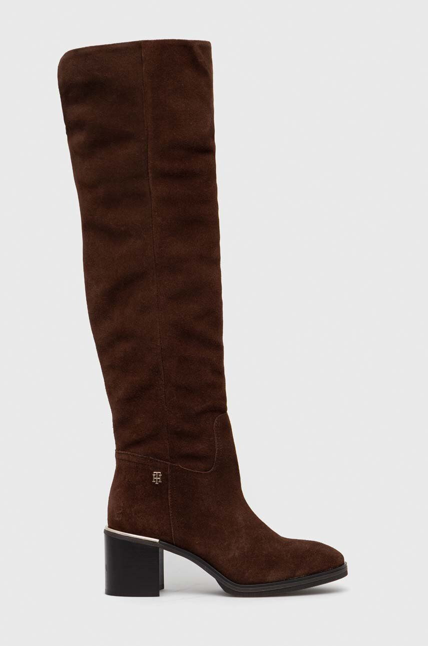 Tommy Hilfiger Μπότες σούετ Th Belt Suede Overknee Boot - Pepit.gr