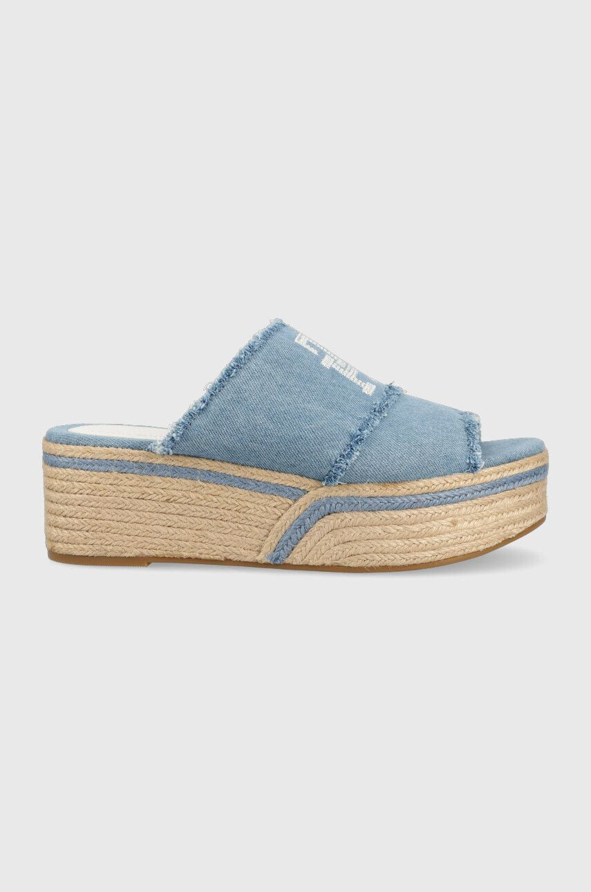 Tommy Hilfiger Παντόφλες DENIM WEDGE FLATFORM - Pepit.gr