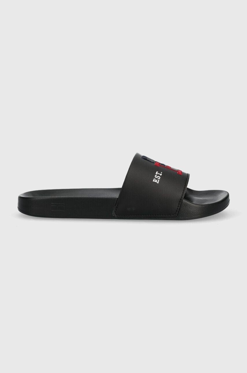 Tommy Hilfiger Παντόφλες TH EMBROIDERY POOL SLIDE χρώμα: μαύρο FM0FM04465 - Pepit.gr