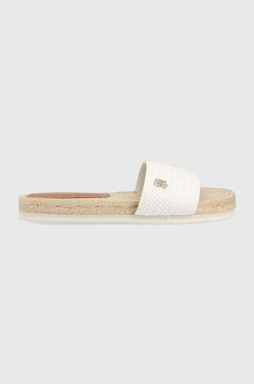 Tommy Hilfiger Παντόφλες Th Textured Flat χρώμα: άσπρο - Pepit.gr