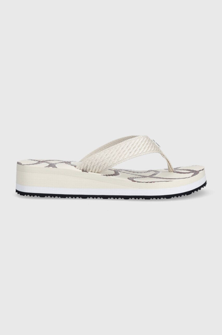 Tommy Hilfiger Σαγιονάρες TOMMY ROPE M WEDGE SANDAL χρώμα: άσπρο FW0FW07148 - Pepit.gr