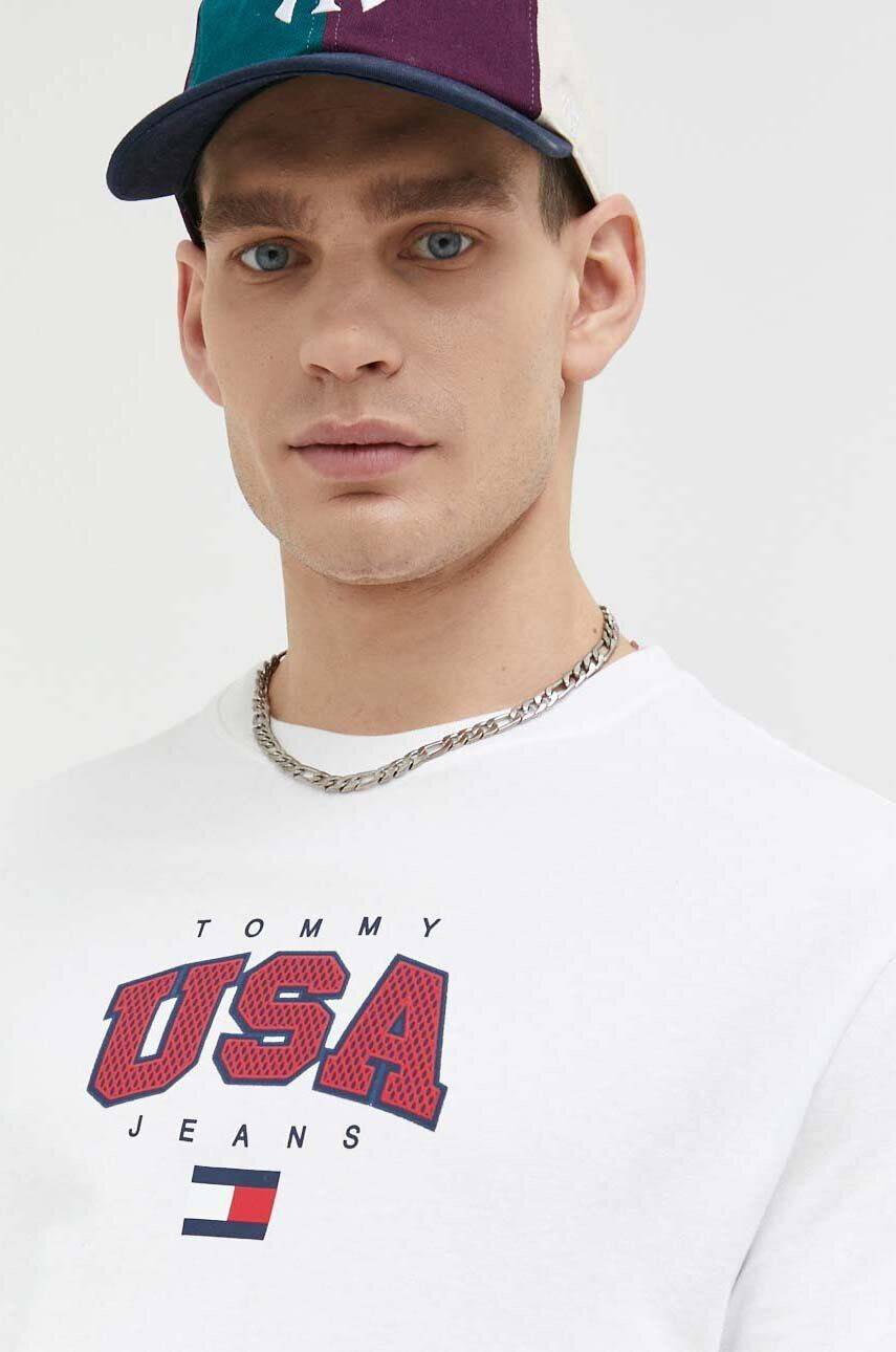 Tommy Jeans Βαμβακερό μπλουζάκι χρώμα: άσπρο - Pepit.gr