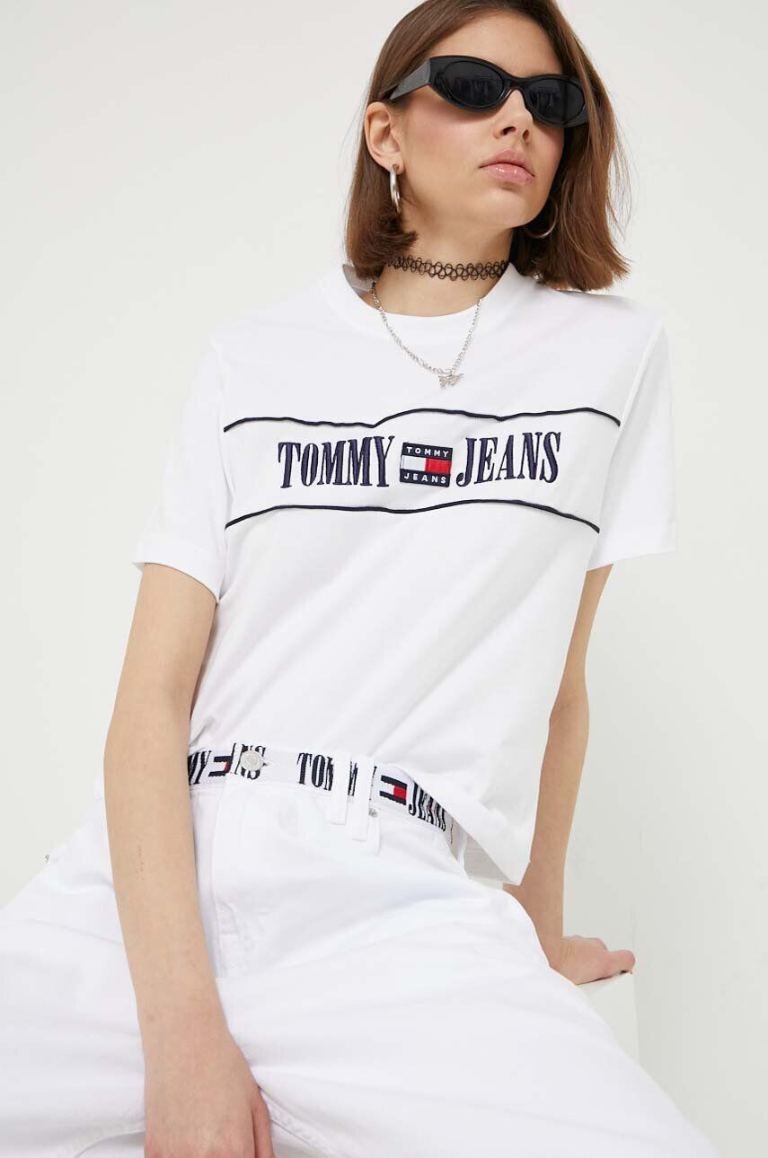 Tommy Jeans Βαμβακερό μπλουζάκι χρώμα: άσπρο - Pepit.gr