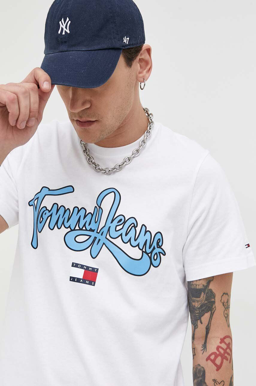 Tommy Jeans Βαμβακερό μπλουζάκι χρώμα: άσπρο - Pepit.gr