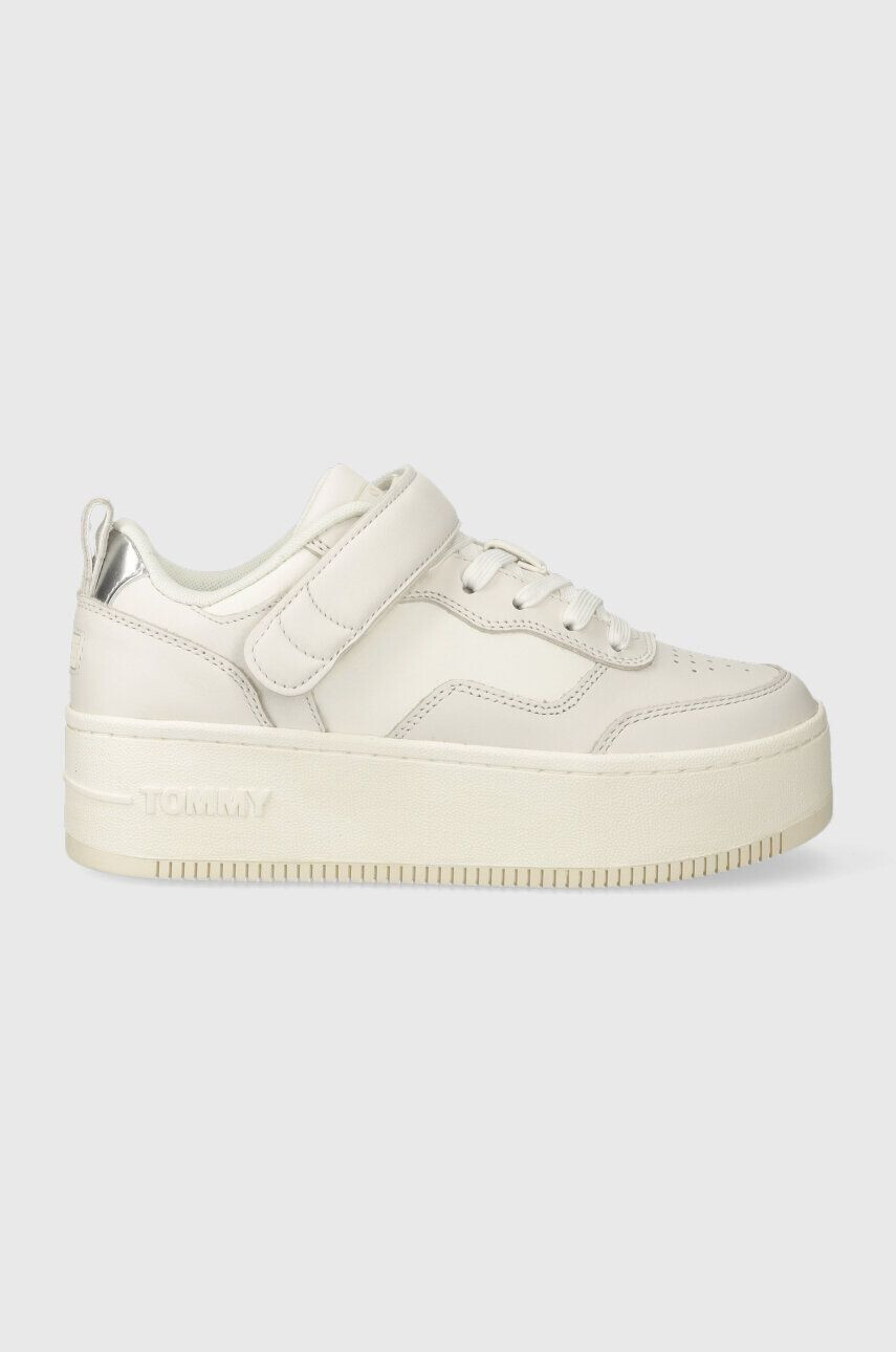 Tommy Jeans Δερμάτινα αθλητικά παπούτσια TJW FLATFORM VELCRO - Pepit.gr