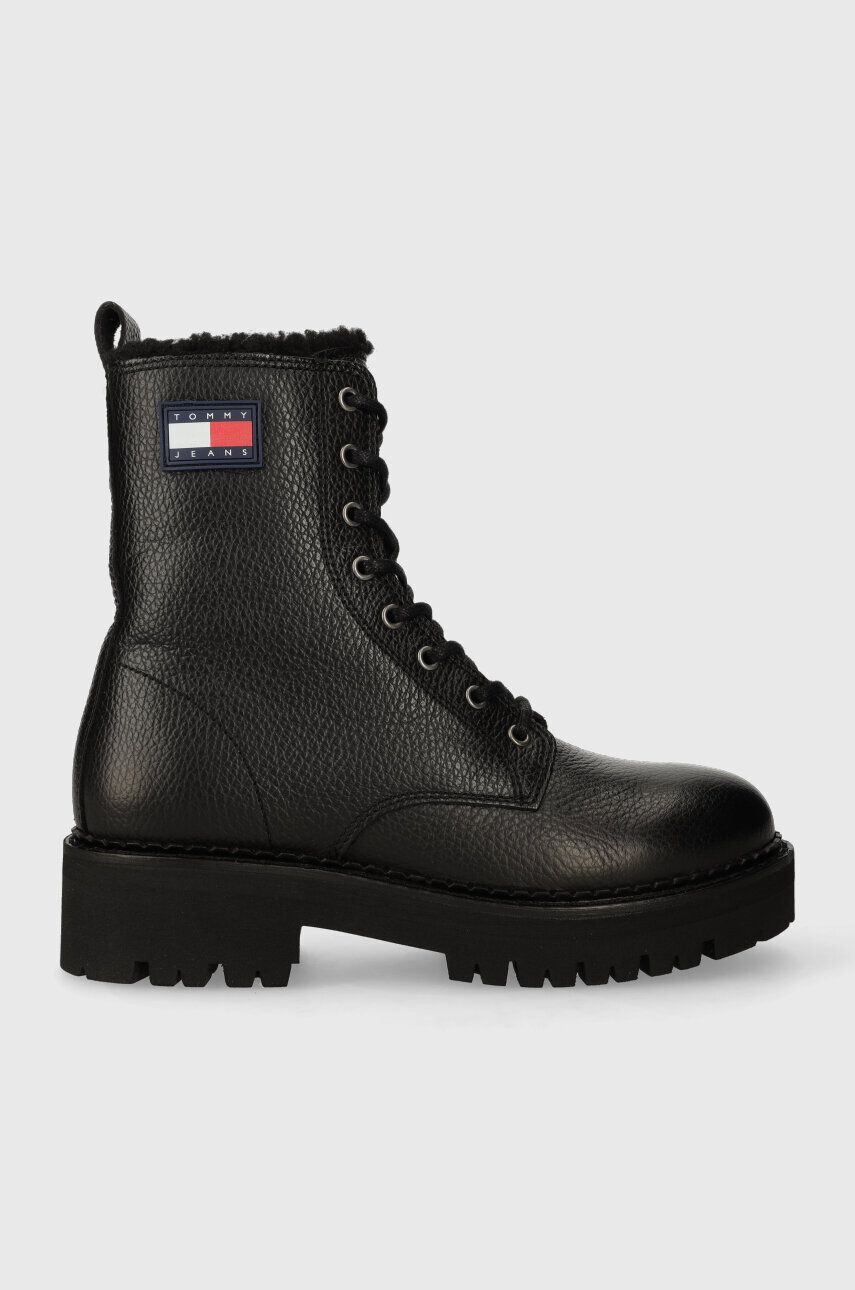 Tommy Jeans Δερμάτινα workers TJW URBAN BOOT TUMBLED LTR WL - Pepit.gr