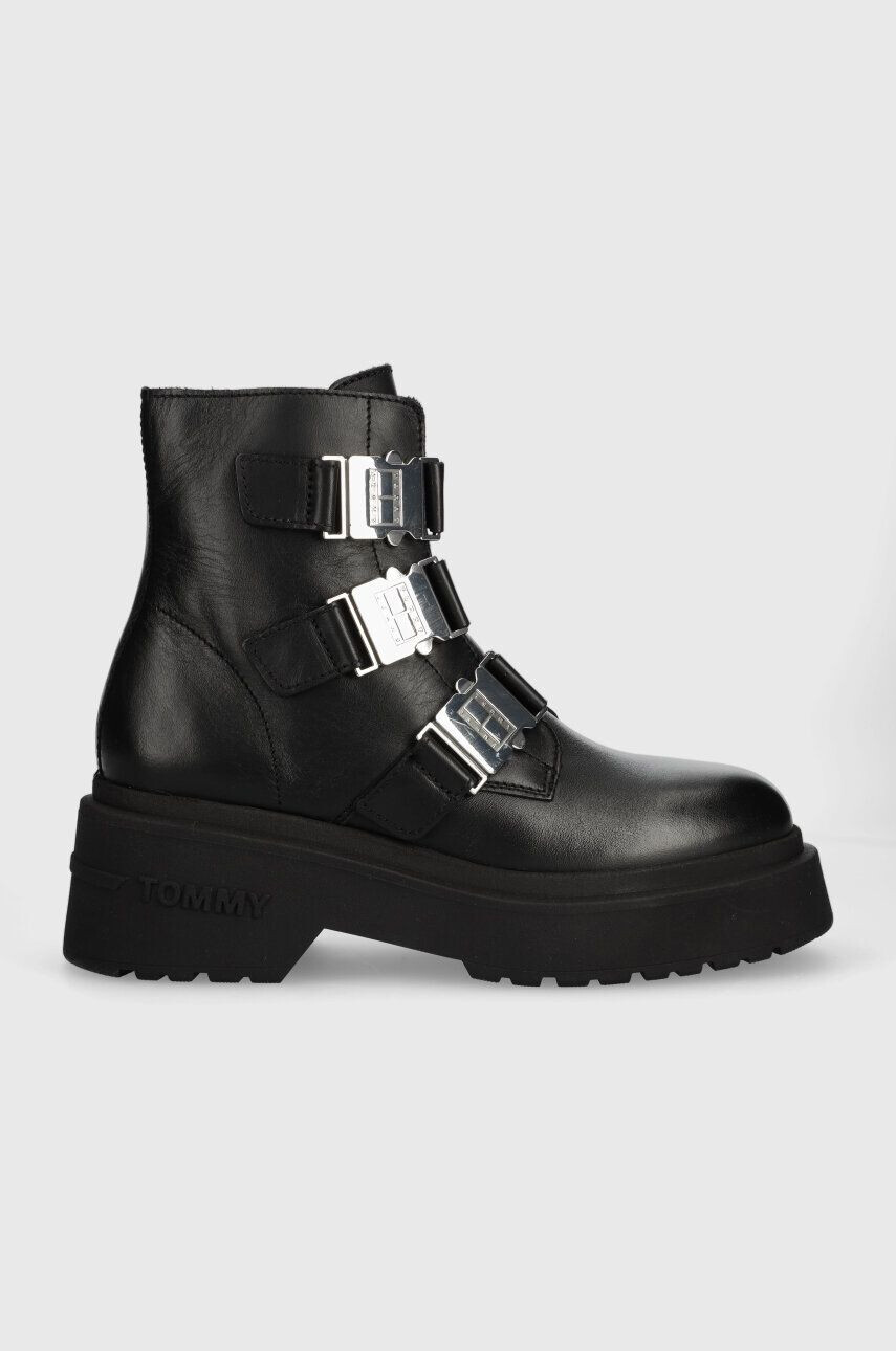 Tommy Jeans Δερμάτινες μπότες TJW CHUNKY BOOT HARDWARE - Pepit.gr