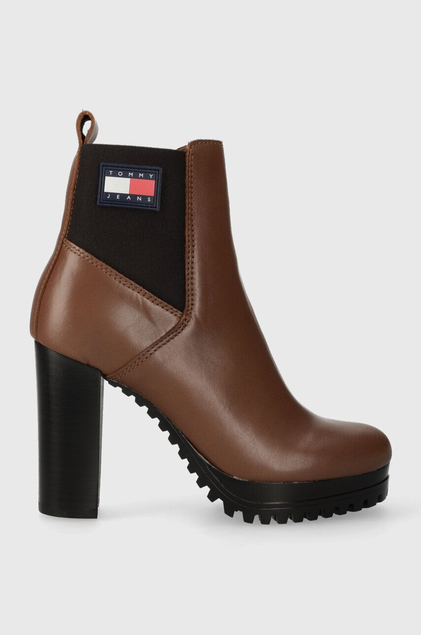 Tommy Jeans Δερμάτινες μπότες TJW NEW ESS HIGH HEEL BOOT - Pepit.gr