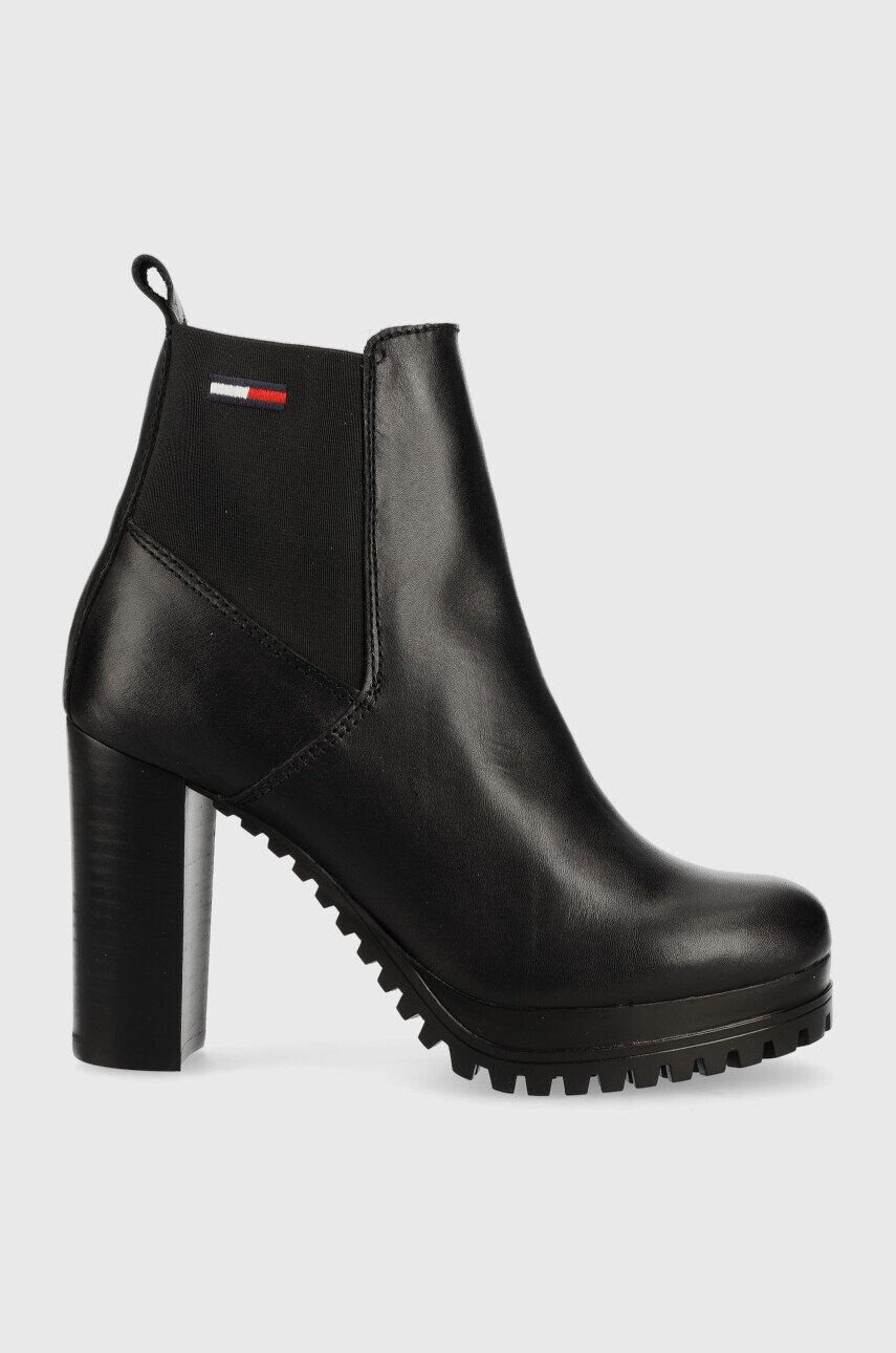 Tommy Jeans Δερμάτινες μπότες τσέλσι Essentials High Heel Boot - Pepit.gr