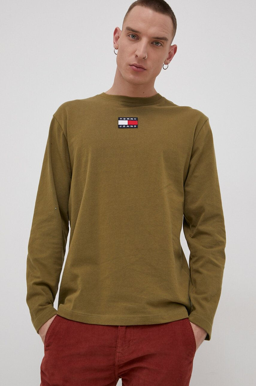 Tommy Jeans Longsleeve ανδρικο χρώμα: μπεζ - Pepit.gr