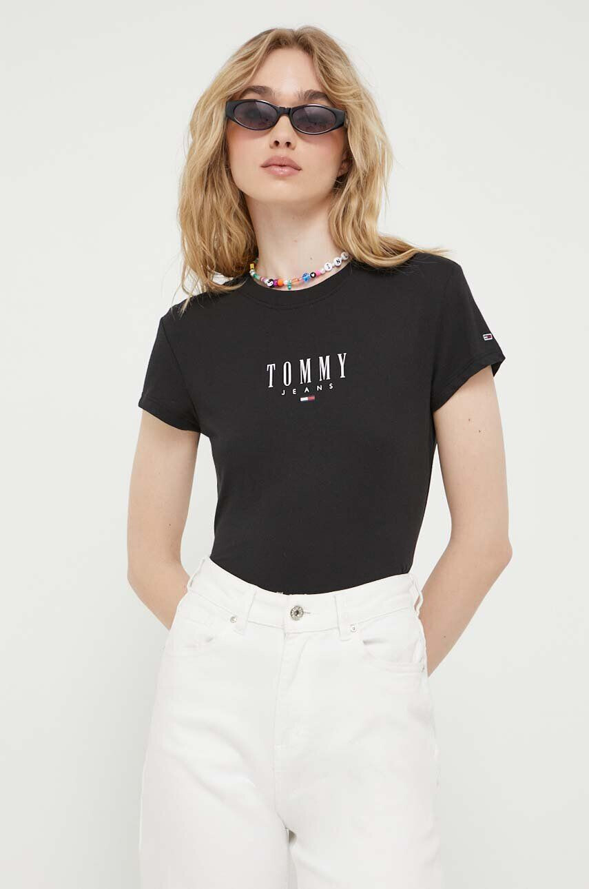 Tommy Jeans Μπλουζάκι χρώμα: μαύρο - Pepit.gr