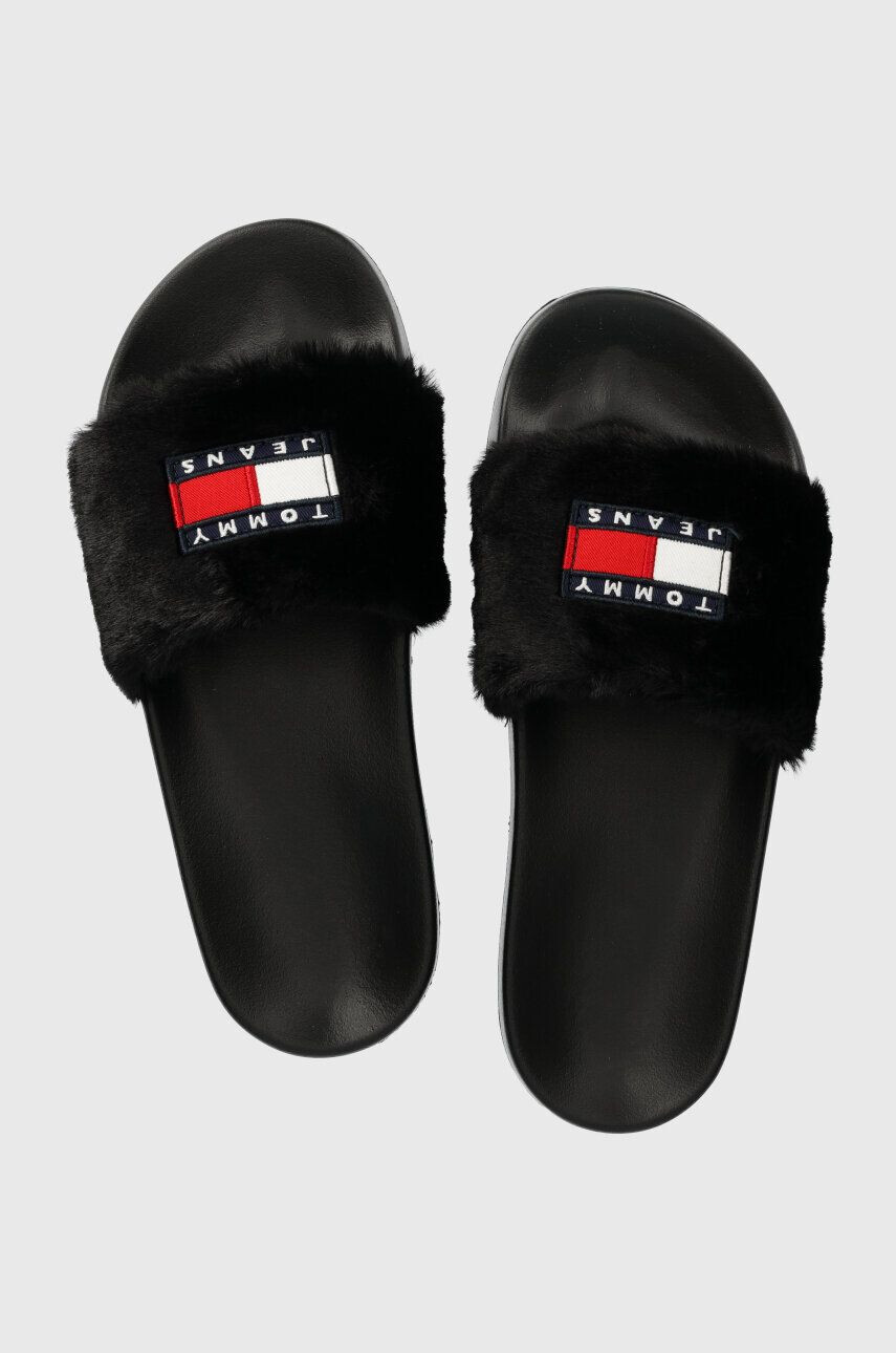 Tommy Jeans Παντόφλες TJW FUR POOL SLIDE - Pepit.gr