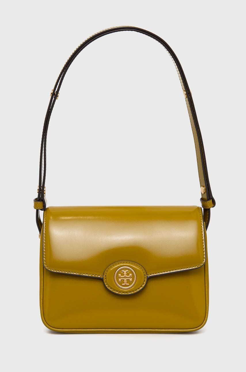 Tory Burch Δερμάτινη τσάντα χρώμα: πράσινο - Pepit.gr