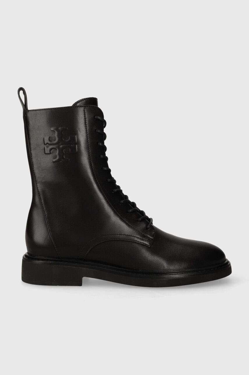 Tory Burch Δερμάτινες μπότες DOUBLE T COMBAT BOOT - Pepit.gr