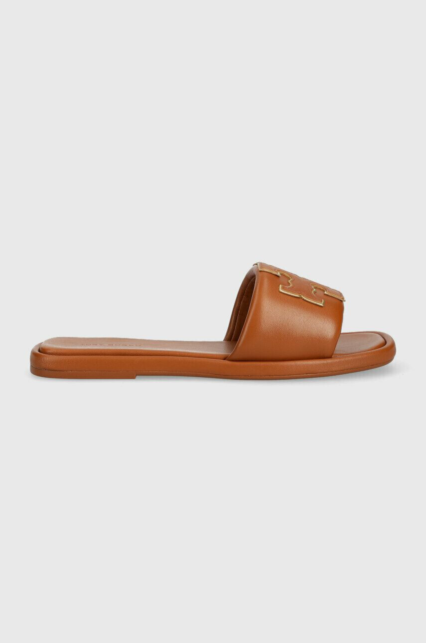 Tory Burch Δερμάτινες παντόφλες Double T Sport Slide - Pepit.gr