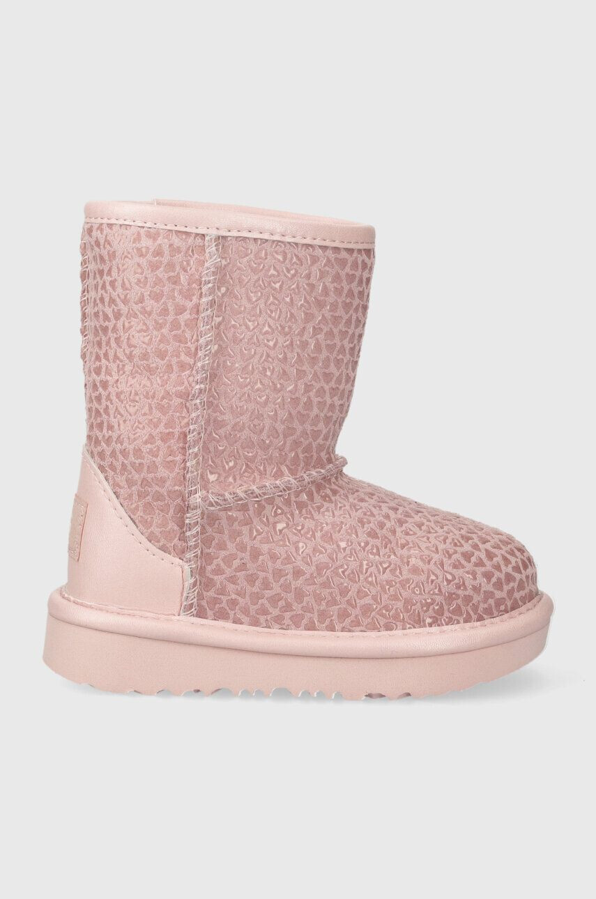 Ugg Παιδικές δερμάτινες μπότες χιονιού T CLASSIC IIEL HEARTS - Pepit.gr