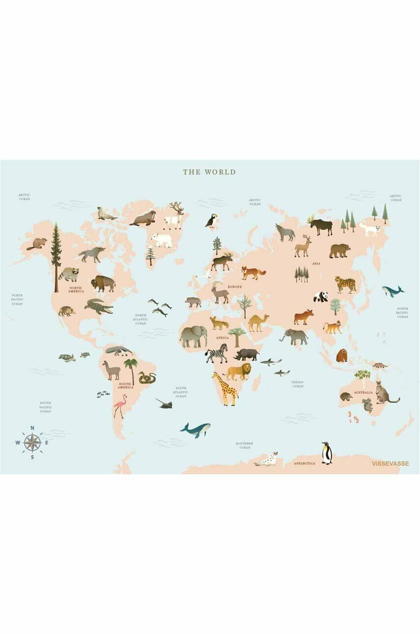 Vissevasse Αφίσα World Map Animal 30 x 40 cm - Pepit.gr