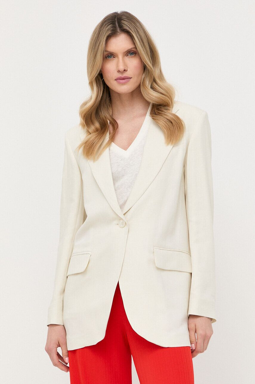 Weekend Max Mara Blazer με μείγμα λινών x Lily Aldridge χρώμα: μπεζ - Pepit.gr