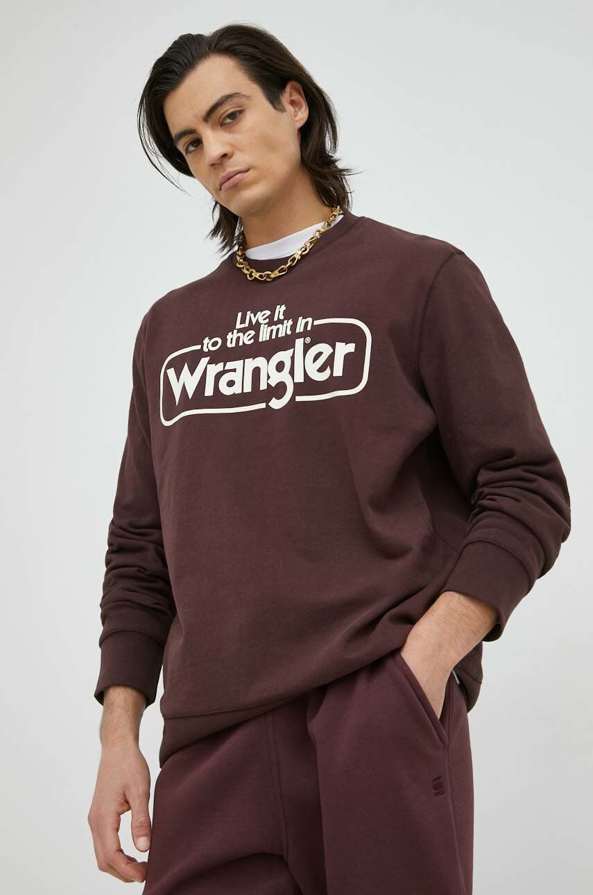 Wrangler Βαμβακερή μπλούζα χρώμα: καφέ - Pepit.gr