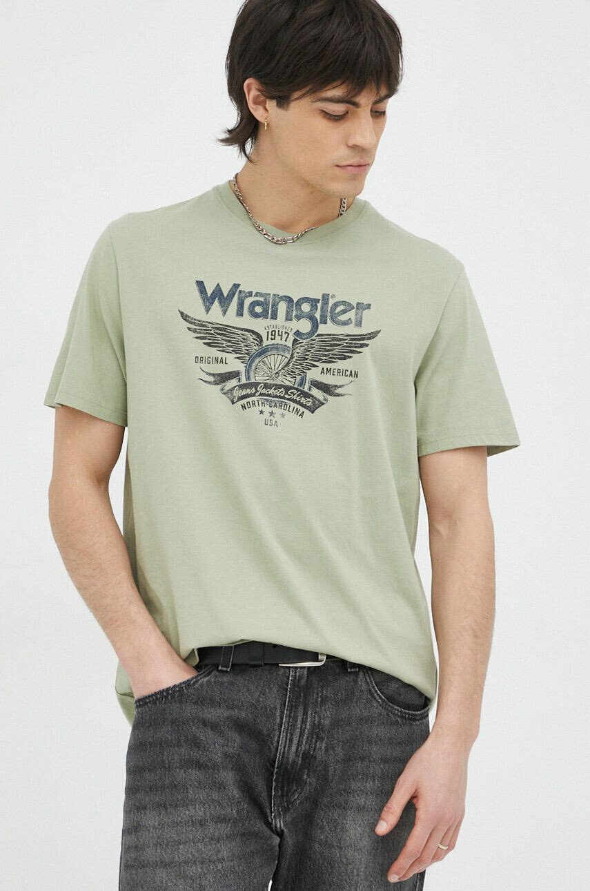 Wrangler Βαμβακερό μπλουζάκι χρώμα: μπεζ - Pepit.gr