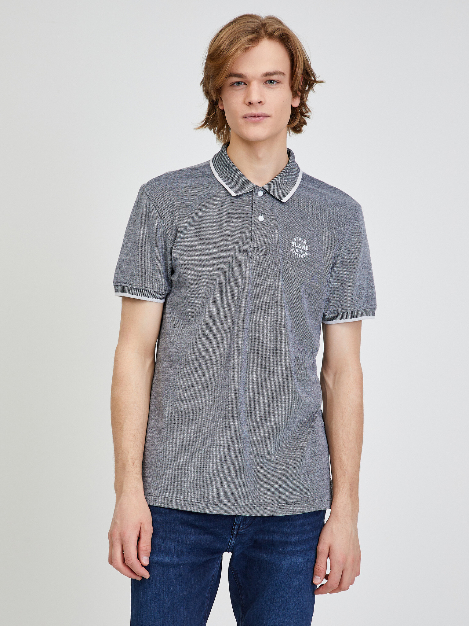 Blend Nate Polo Shirt Grey - Pepit.gr